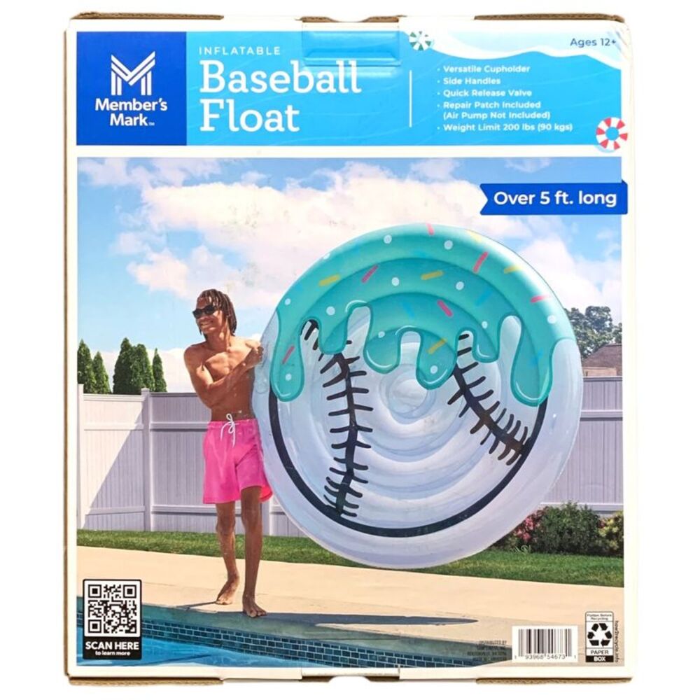 Member's Mark Oversized Inflatable Baseball Pool Float, Over 5 ft. Long